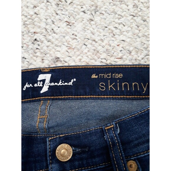 26  7 For All Mankind The Mid-Rise Skinny Dark Wash - Picture 7 of 8
